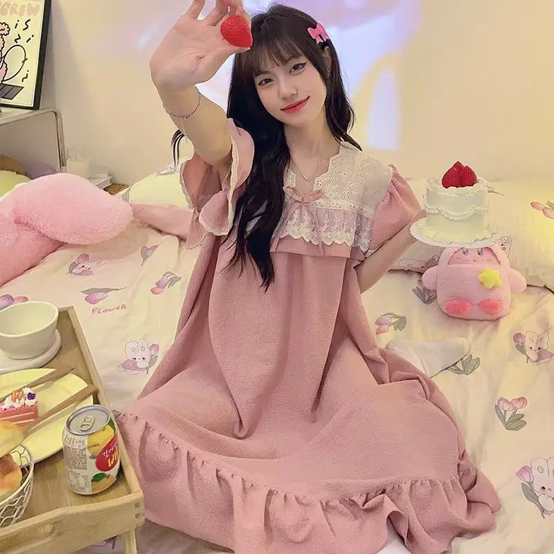 New Good-looking Sleepshirts Princess Style Lace Short Sleeve Peplum Nightgown Ladies Summer Home Wear Summer Style Nightgown
New Good-looking Sleepshirts Princess Style Lace Short Sleeve Peplum Nightgown Ladies Summer Home Wear Summer Style Nightgown