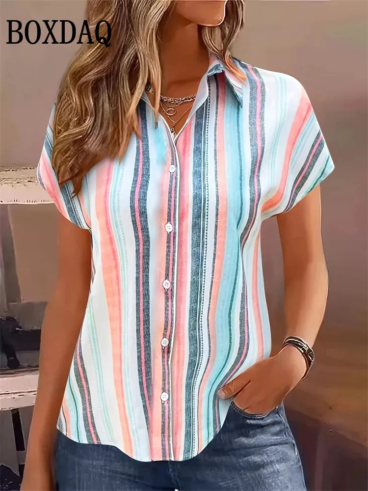 2025 Trendy Casual Shirts Summer Women’s Single Breasted Tops 3D Colorful Striped Printed Blouses Fashion Streetwear Blouse Tops
2025 Trendy Casual Shirts Summer Women’s Single Breasted Tops 3D Colorful Striped Printed Blouses Fashion Streetwear Blouse Tops