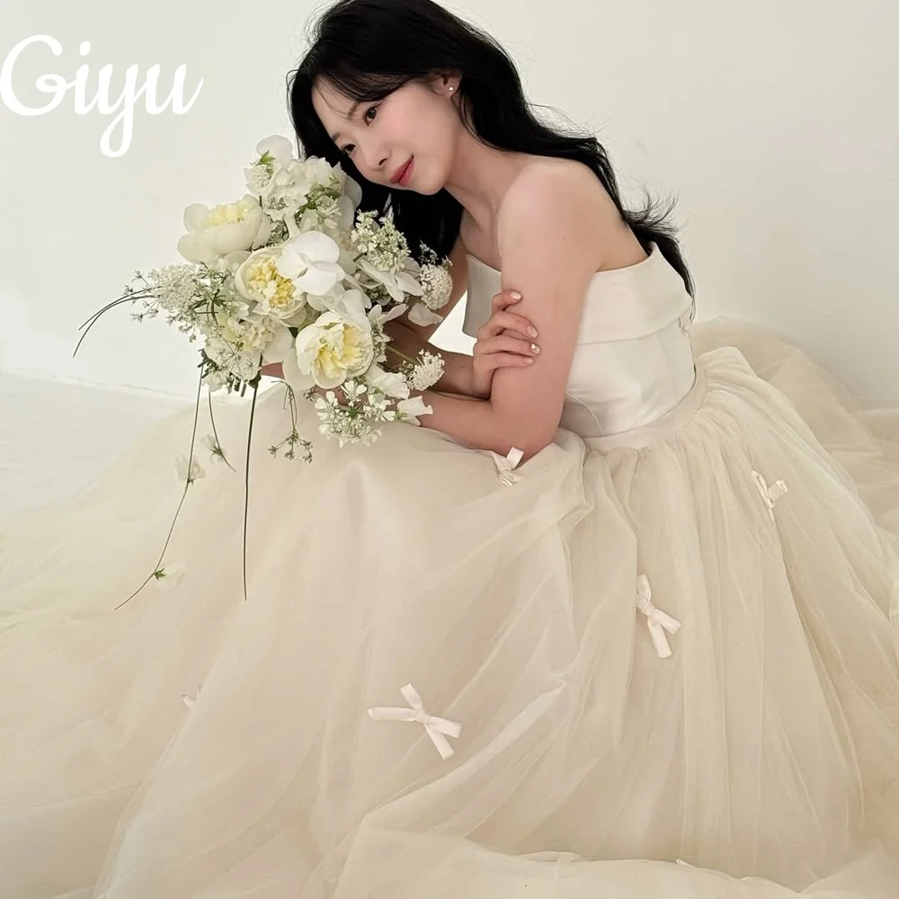 Giyu 2025 Princess A Line Beige Wedding Dress Strapless Ribbon Korea Photoshoot Tulle Floor-Length Fairy 웨딩드레스 Customized
Giyu 2025 Princess A Line Beige Wedding Dress Strapless Ribbon Korea Photoshoot Tulle Floor-Length Fairy 웨딩드레스 Customized