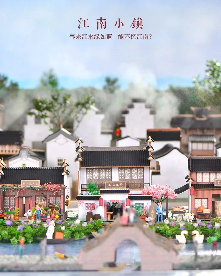 Diorama DIY Wooden Doll House Chinese Miniature Building Kit Hand-made Jiangnan Town With Furniture Scene Display Model
Diorama DIY Wooden Doll House Chinese Miniature Building Kit Hand-made Jiangnan Town With Furniture Scene Display Model