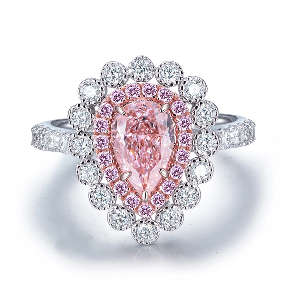 Luxury Pink Moissanite Solid White Gold Wedding Engagement Ring for Women with Certificate
Luxury Pink Moissanite Solid White Gold Wedding Engagement Ring for Women with Certificate