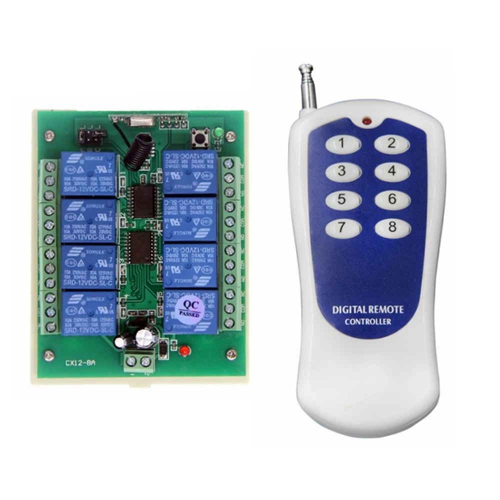 RF Controller DC12V 24V8 Wireless Remote Control Motor Push Rod Lamp Channel Gate Lift Rod Lifter Pump Switch 433MHz Receiver
RF Controller DC12V 24V8 Wireless Remote Control Motor Push Rod Lamp Channel Gate Lift Rod Lifter Pump Switch 433MHz Receiver