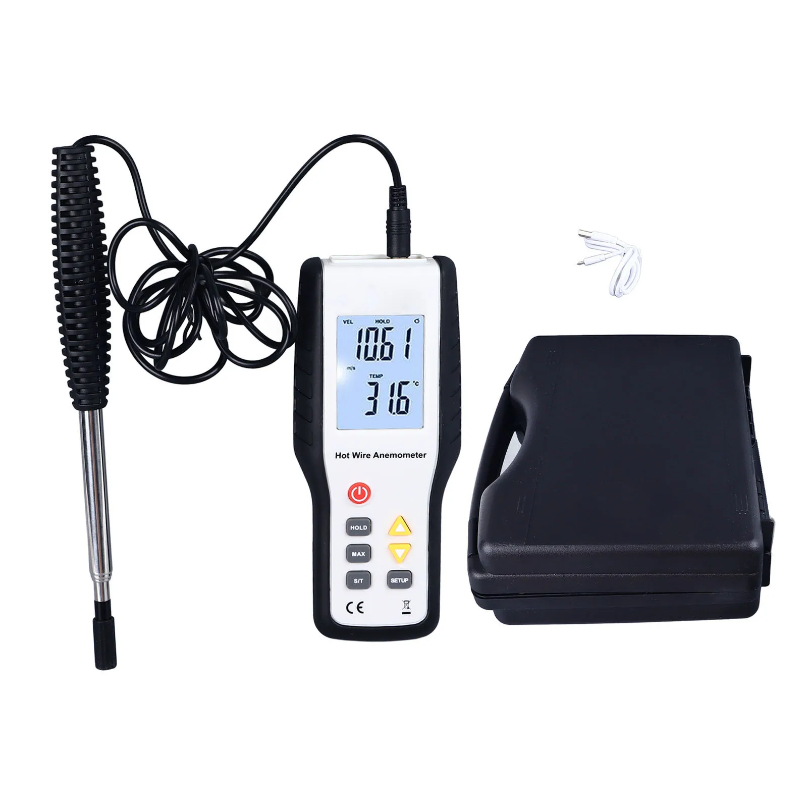Thermal Anemometer LCD Display High Sensitivity Multifunctional Handheld Wind Speed Meter Temperature Meter
Thermal Anemometer LCD Display High Sensitivity Multifunctional Handheld Wind Speed Meter Temperature Meter