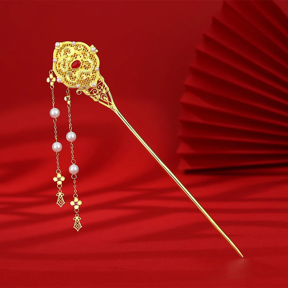 S925 Sterling Silver Gold Electroformed Pearl Fringe Hairpin - Openable Filigree Dragon-Phoenix Gau Pendant Sachet
S925 Sterling Silver Gold Electroformed Pearl Fringe Hairpin - Openable Filigree Dragon-Phoenix Gau Pendant Sachet