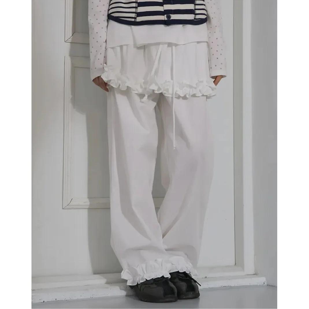 Cute Style Fake Two-Piece Short Skirt Long Pants Elastic Waist Earlet Lace Hem Girl Summer New Design Casual Straight Leg Pants
Cute Style Fake Two-Piece Short Skirt Long Pants Elastic Waist Earlet Lace Hem Girl Summer New Design Casual Straight Leg Pants