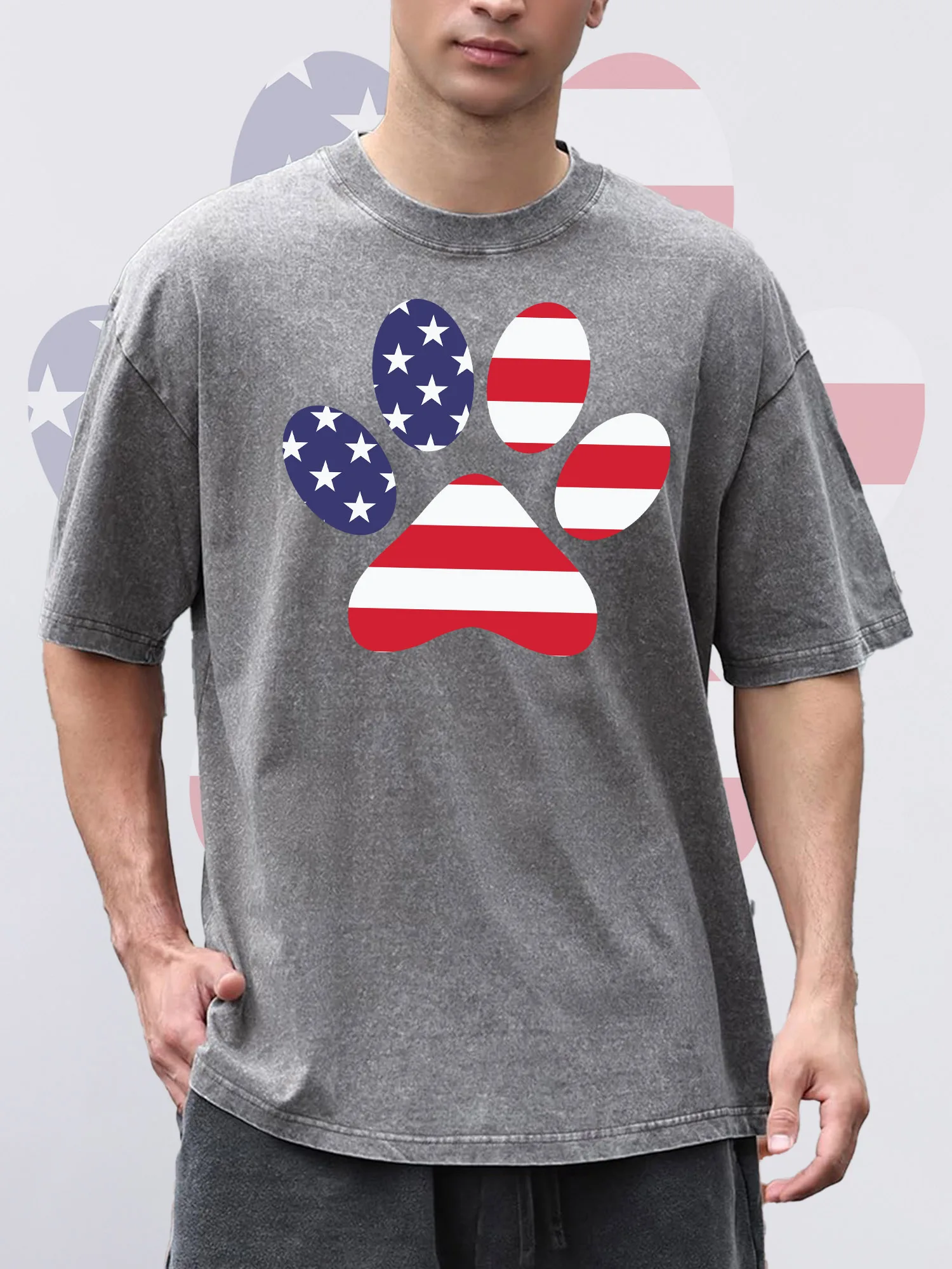 Men's T-ShirtsPaw Printed Grey Short-Sleeved Round Neck Loose Summer 100% Pure Cotton Acid Wash Suitable For Thanksgiving
Men's T-ShirtsPaw Printed Grey Short-Sleeved Round Neck Loose Summer 100% Pure Cotton Acid Wash Suitable For Thanksgiving