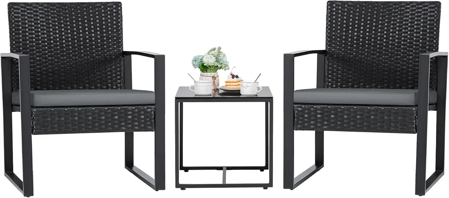 3 Pieces Patio Set Outdoor Wicker Furniture Modern Bistro Rattan Chair Conversation Sets with Coffee Table for Yard (Grey)
3 Pieces Patio Set Outdoor Wicker Furniture Modern Bistro Rattan Chair Conversation Sets with Coffee Table for Yard (Grey)