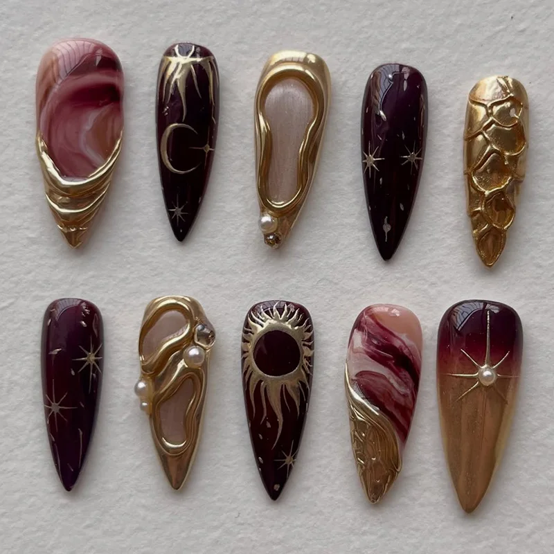 24Pcs Long Stiletto Press on False Nails 3D Irregular Gilded French Design Full Cover Nails Tips Smudge Pearl Wearable Fake Nail
24Pcs Long Stiletto Press on False Nails 3D Irregular Gilded French Design Full Cover Nails Tips Smudge Pearl Wearable Fake Nail