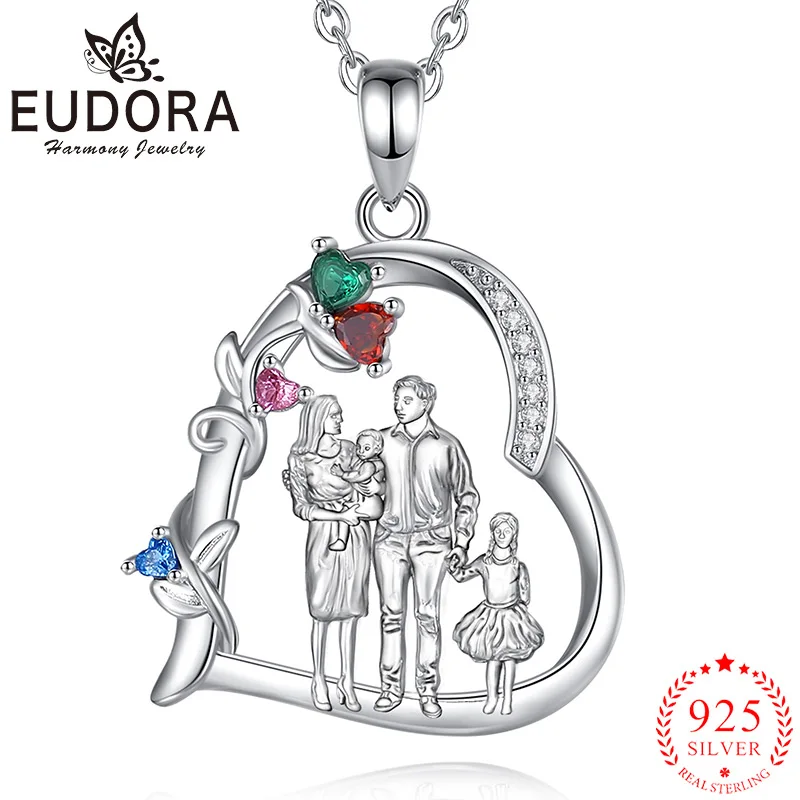 Новый Кулон Eudora из стерлингового серебра 925 пробы с цветным цирконием в виде сердца для папы, мамы и детей, подарок на день матери, изысканные ювелирные изделия
Новый Кулон Eudora из стерлингового серебра 925 пробы с цветным цирконием в виде сердца для папы, мамы и детей, подарок на день матери, изысканные ювелирные изделия