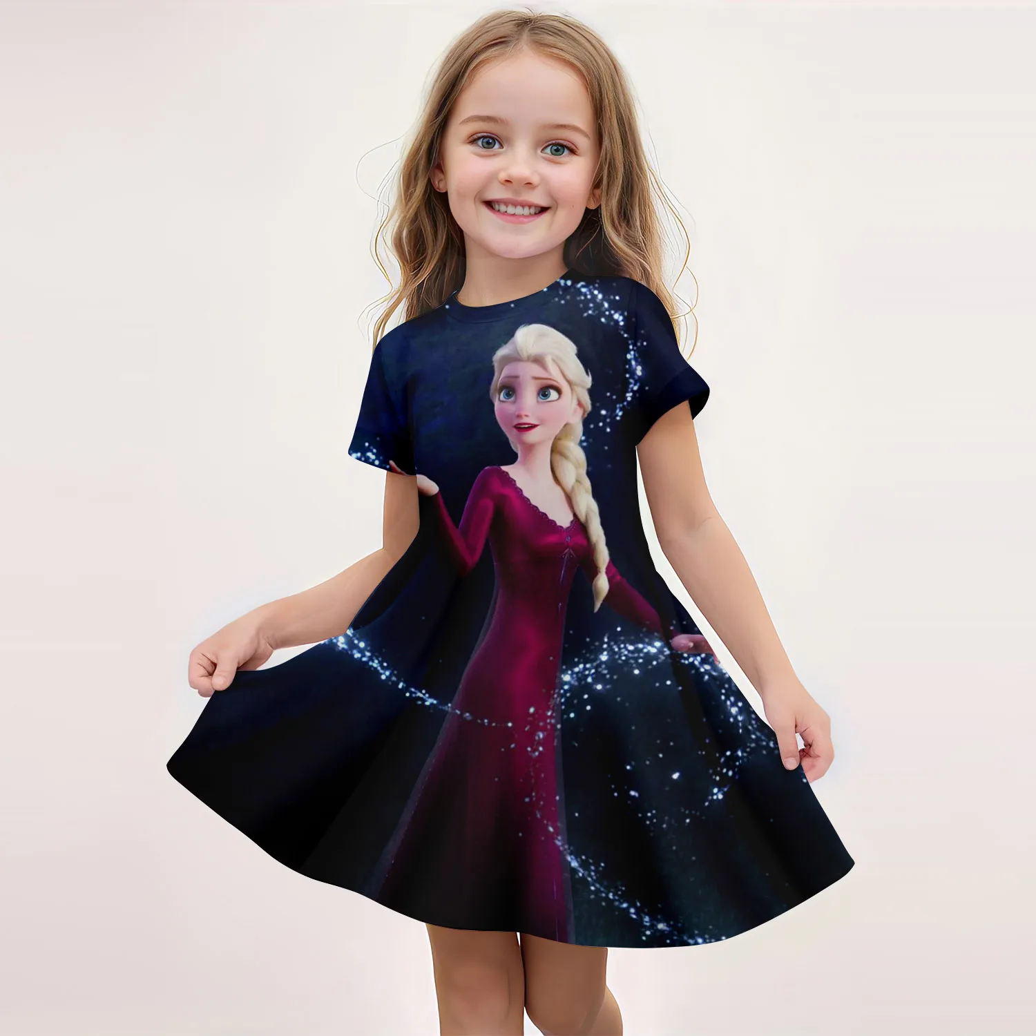 Disney Summer Hot Girl Short sleeved Skirt Ice and Snow Romance Print 3D Printed Cartoon Pattern Elsa Princess Skirt 4-14 Years
Disney Summer Hot Girl Short sleeved Skirt Ice and Snow Romance Print 3D Printed Cartoon Pattern Elsa Princess Skirt 4-14 Years