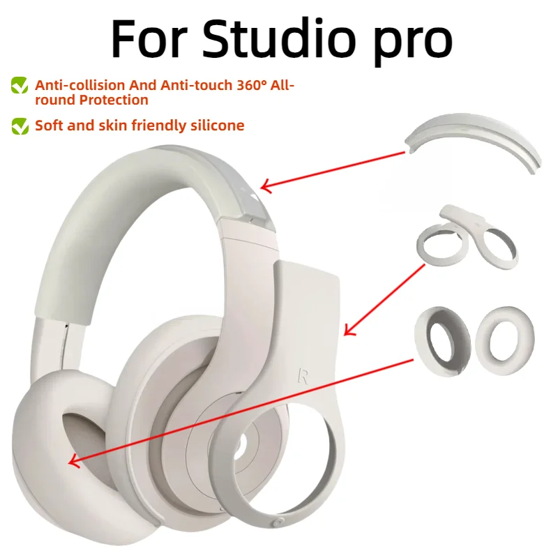 【 3-in-1 】 Silicone protective cover, scratch resistant ear pad protective cover/shell cover/headband cover for Beats Studio Pro
【 3-in-1 】 Silicone protective cover, scratch resistant ear pad protective cover/shell cover/headband cover for Beats Studio Pro