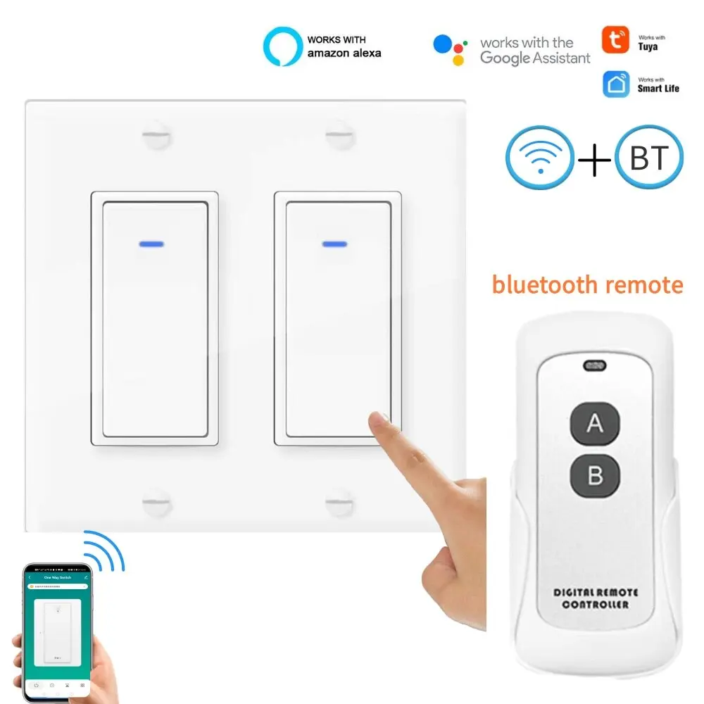 Tuya US Wifi Bluetooth Switches Double Mode Smart Wall Switch Lights 1/2 Way Wireless Button Switch Smart Life APP Alexa
Tuya US Wifi Bluetooth Switches Double Mode Smart Wall Switch Lights 1/2 Way Wireless Button Switch Smart Life APP Alexa