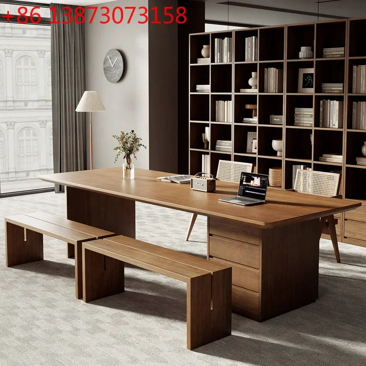Modern simple solid wood boss table desk home study with drawers desk
Modern simple solid wood boss table desk home study with drawers desk