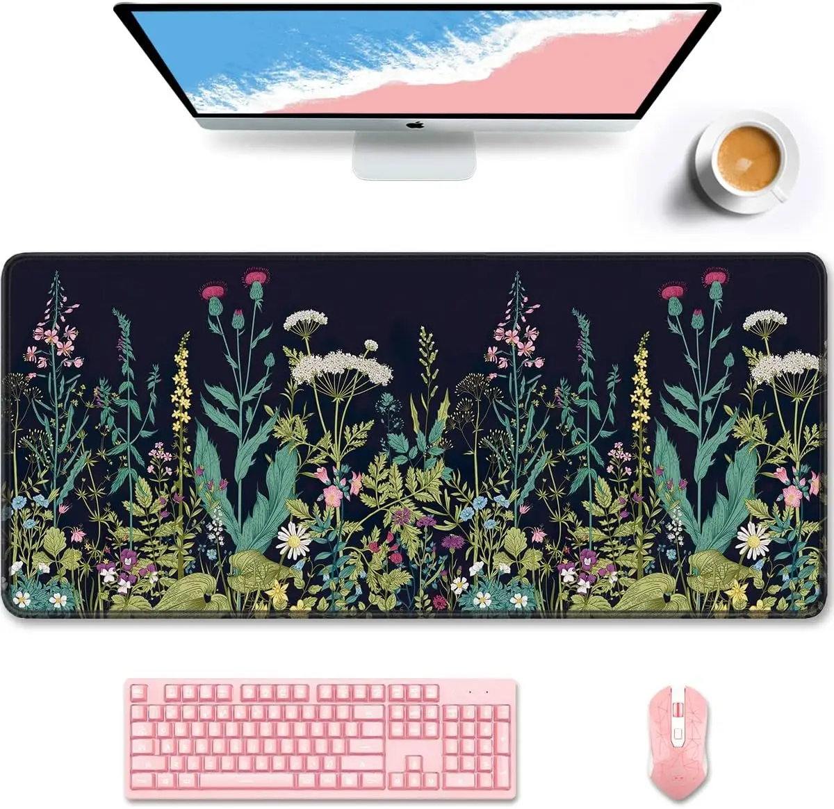 Cute Desk Mat for Women, Big Office Accessories Mouse Pad for Computer Keyboard and Laptop, Black Wildflower Night
Cute Desk Mat for Women, Big Office Accessories Mouse Pad for Computer Keyboard and Laptop, Black Wildflower Night