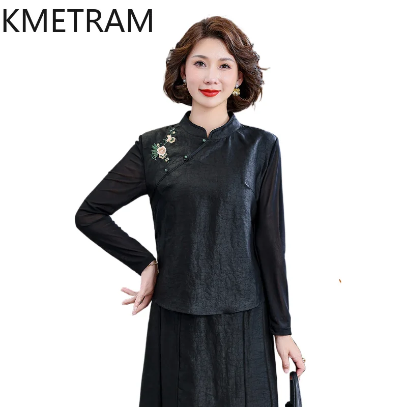 KMETRAM 100% Mulberry Silk Women Shirts 2026 Spring Embroidered Chinese-style Long-sleeved Blouses Woman Clothing Blusa Feminina
KMETRAM 100% Mulberry Silk Women Shirts 2026 Spring Embroidered Chinese-style Long-sleeved Blouses Woman Clothing Blusa Feminina