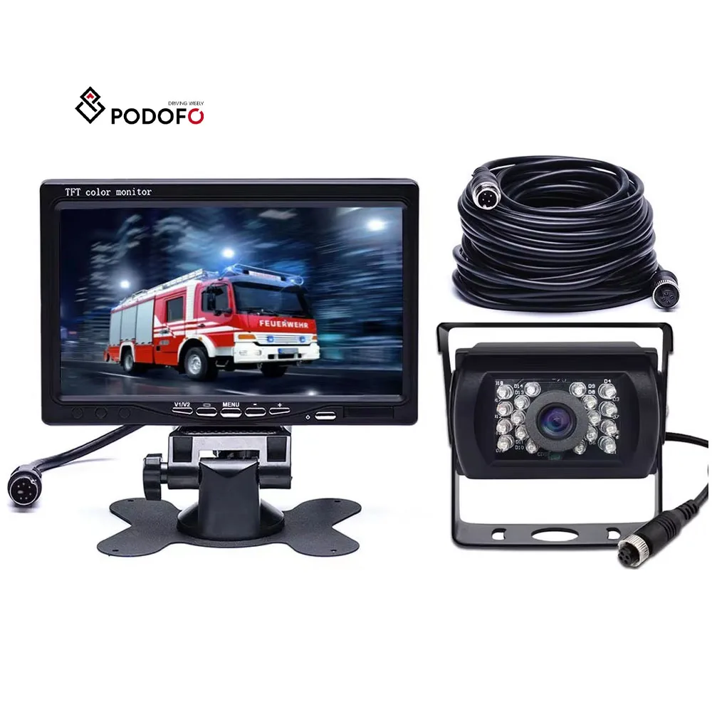 Podofo Car Reversing Aid 4 Pin Rear View Camera 18 IR Night Vision 7" Car Monitor + 10M Video Cable for RV Truck Bus Van
Podofo Car Reversing Aid 4 Pin Rear View Camera 18 IR Night Vision 7" Car Monitor + 10M Video Cable for RV Truck Bus Van