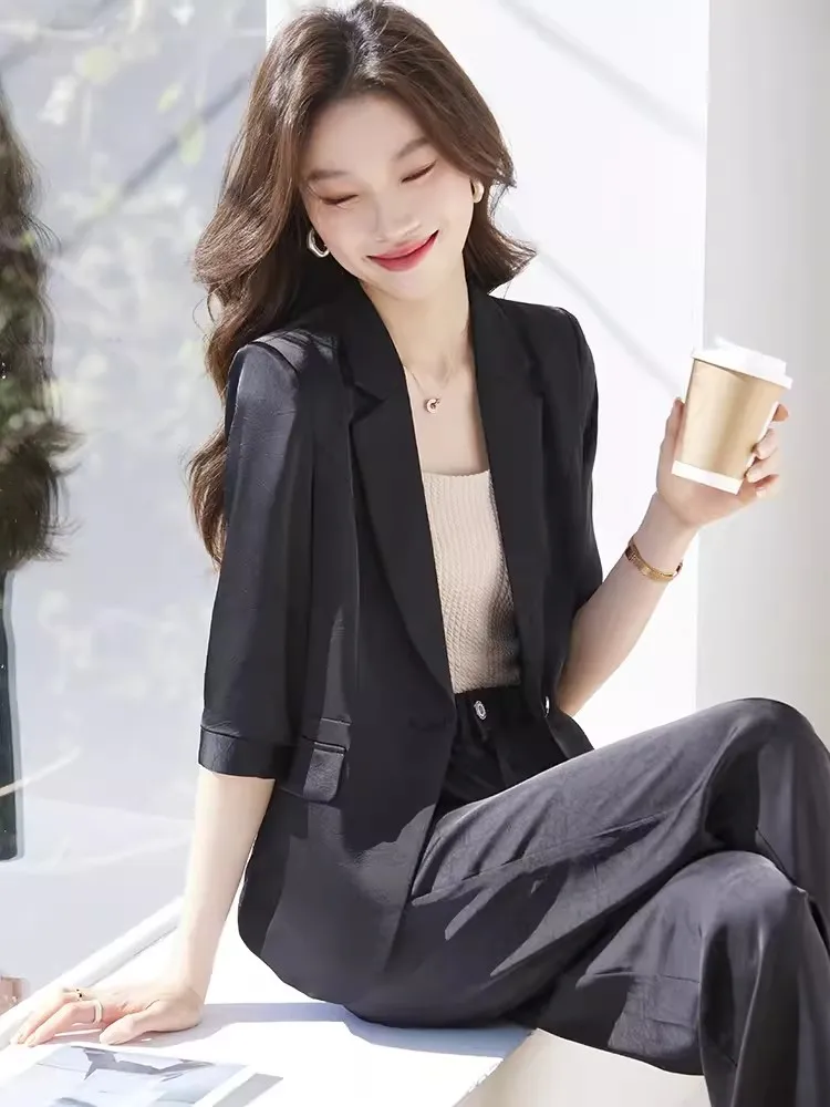 Profional Women's Summer Thin Workwear Suit Set Faionable Personali Acetate Jaet Polyester Fiber Commute Sle
Profional Women's Summer Thin Workwear Suit Set Faionable Personali Acetate Jaet Polyester Fiber Commute Sle