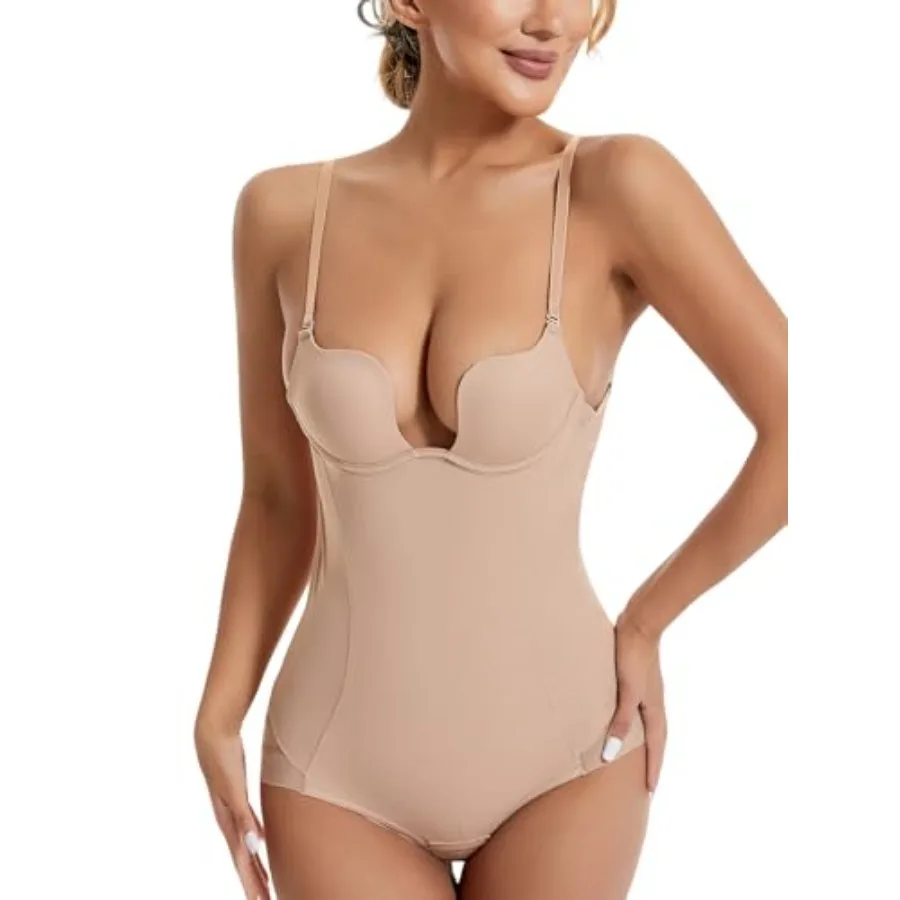 Women's Strapless Shapewear Body Shaper Tummy Control Waist Push-Up Bodysuit with Cups and Detachable Straps
Women's Strapless Shapewear Body Shaper Tummy Control Waist Push-Up Bodysuit with Cups and Detachable Straps