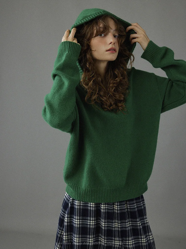 Soft Cozy Green Hooded Sweater Women's Loose Fit Overhead Knitted Top Autumn Winter New Style Thickened Casual Commute Style
Soft Cozy Green Hooded Sweater Women's Loose Fit Overhead Knitted Top Autumn Winter New Style Thickened Casual Commute Style
