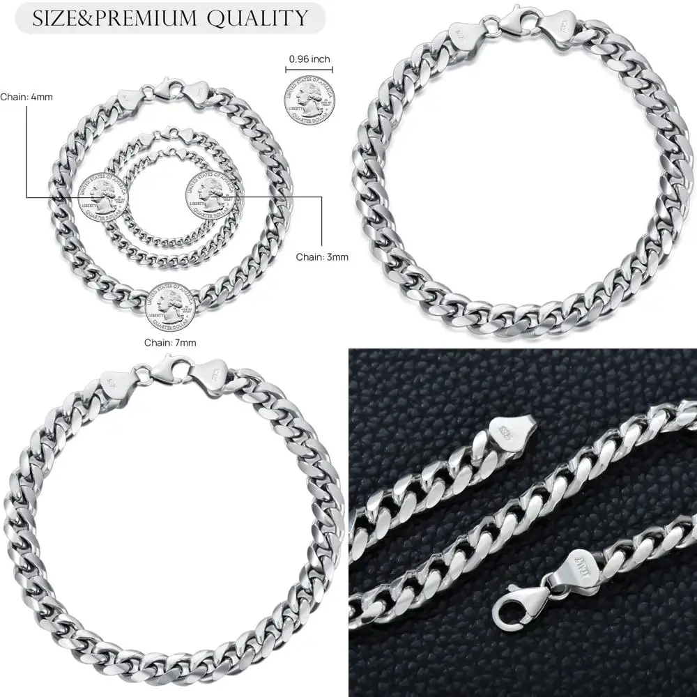 Браслет из кубинского звена из стерлингового серебра, серебро 925 пробы для мужчин и женщин, толщина 3-7 мм, длина 7-9 дюймов
Браслет из кубинского звена из стерлингового серебра, серебро 925 пробы для мужчин и женщин, толщина 3-7 мм, длина 7-9 дюймов