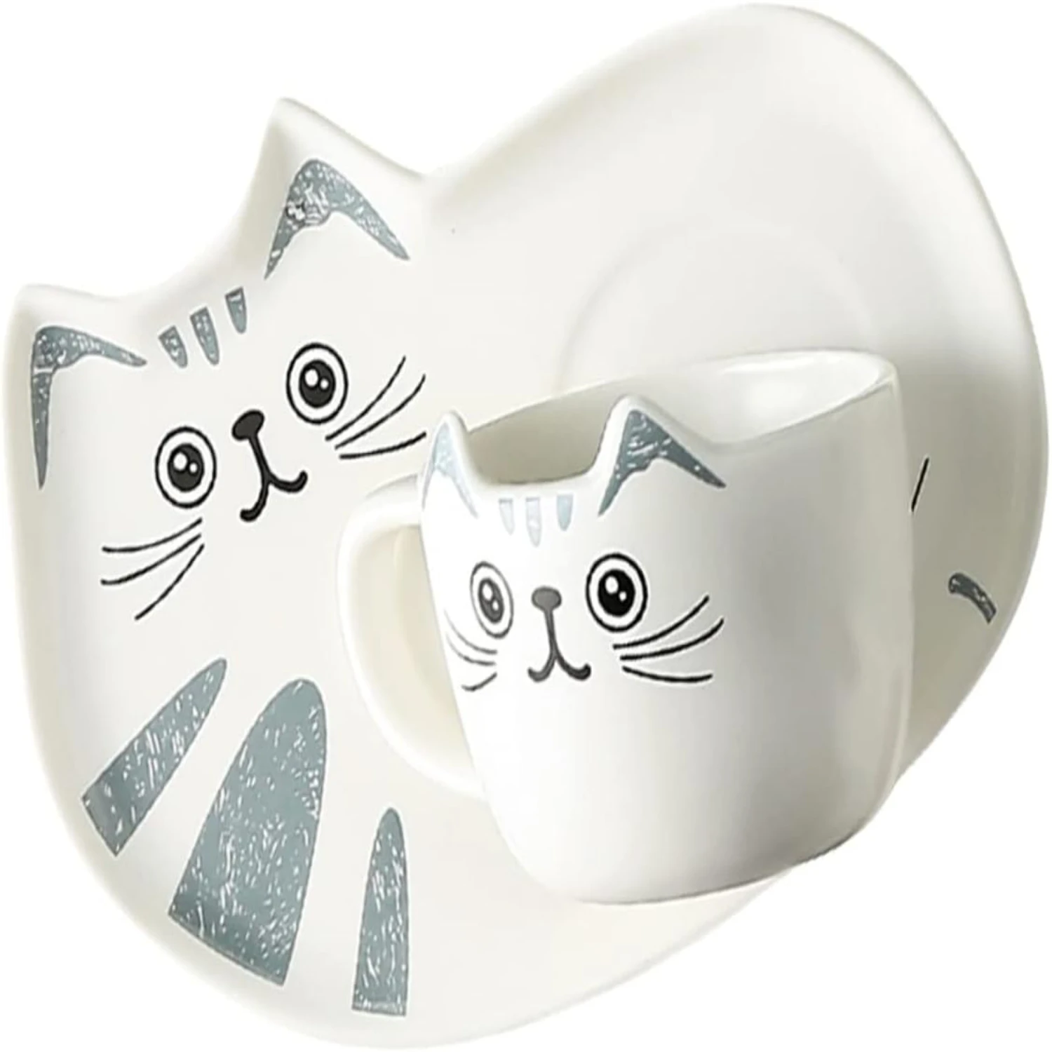 Handcrafted Vintage Ceramic Cat Cup and Saucer Set - Unique Cat Lover China Mugs | Animal Coffee Mug with Saucer for Tea, Coffee
Handcrafted Vintage Ceramic Cat Cup and Saucer Set - Unique Cat Lover China Mugs | Animal Coffee Mug with Saucer for Tea, Coffee