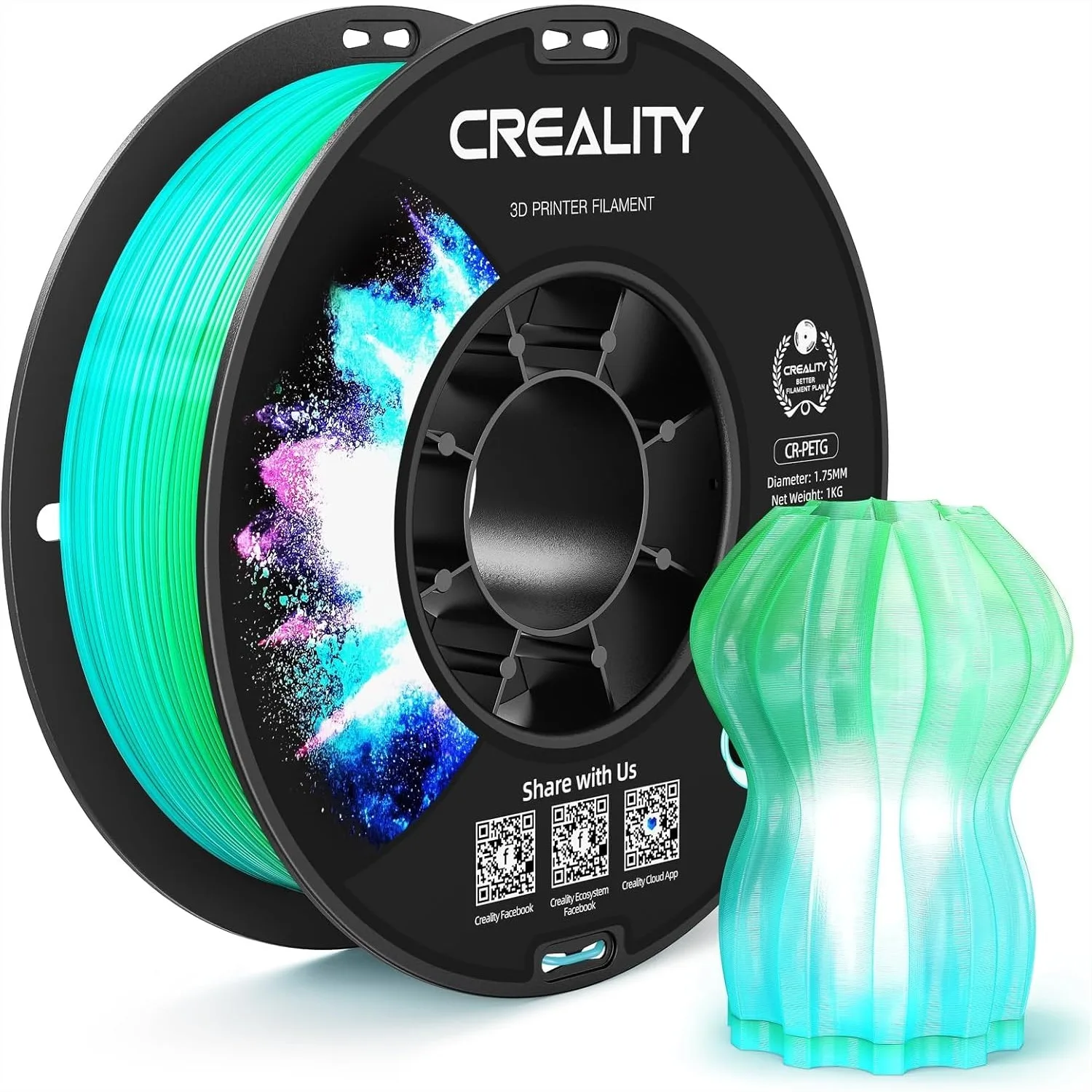 PETG Filament 1.75mm 3D Printer Filament, Translucent Dual Color Gradient Blue to Green, 1kg Spool, Dimensional Accuracy ±0.03mm
PETG Filament 1.75mm 3D Printer Filament, Translucent Dual Color Gradient Blue to Green, 1kg Spool, Dimensional Accuracy ±0.03mm