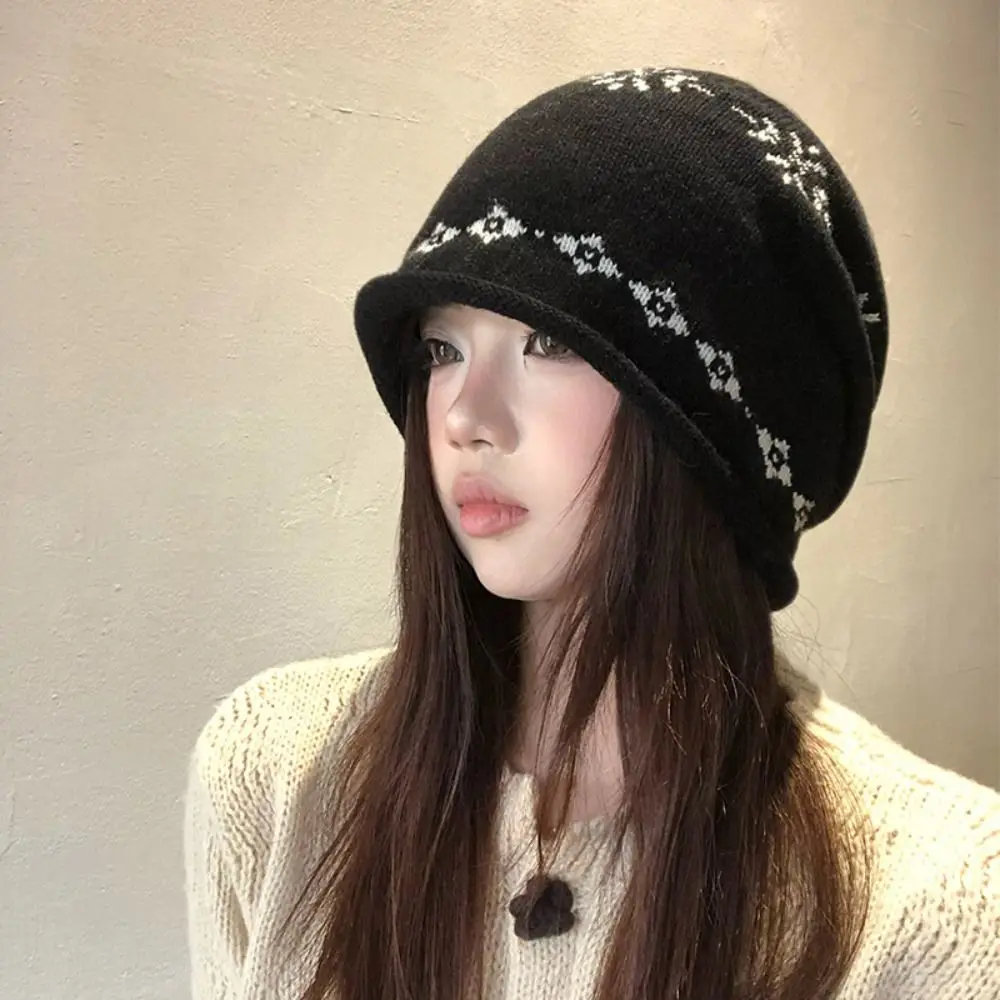 Cute Curled Edge Jacquard Knitted Hat Warm Wool Printing Knit Cap Korean Vintage Fair Isle Style Beanies Outdoor
Cute Curled Edge Jacquard Knitted Hat Warm Wool Printing Knit Cap Korean Vintage Fair Isle Style Beanies Outdoor