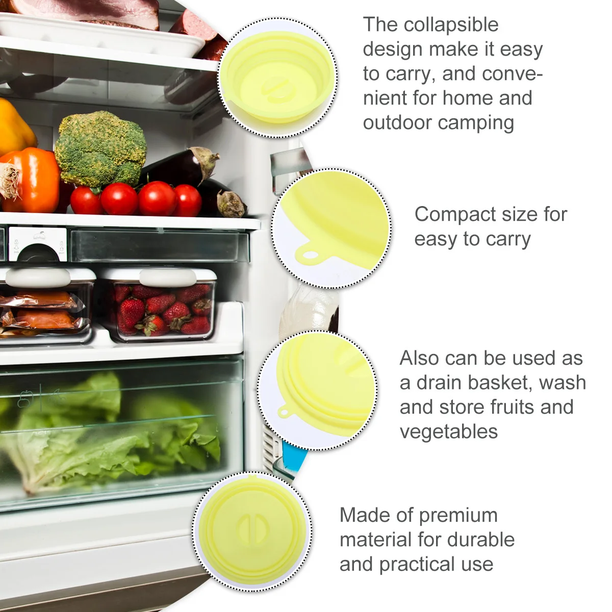 1Pcs Silicone Food Seal Lid Foldable Splashproof Cover Reusable Preservation Fresh Cover Multi-Use for Fruits Vegetables Camping
1Pcs Silicone Food Seal Lid Foldable Splashproof Cover Reusable Preservation Fresh Cover Multi-Use for Fruits Vegetables Camping