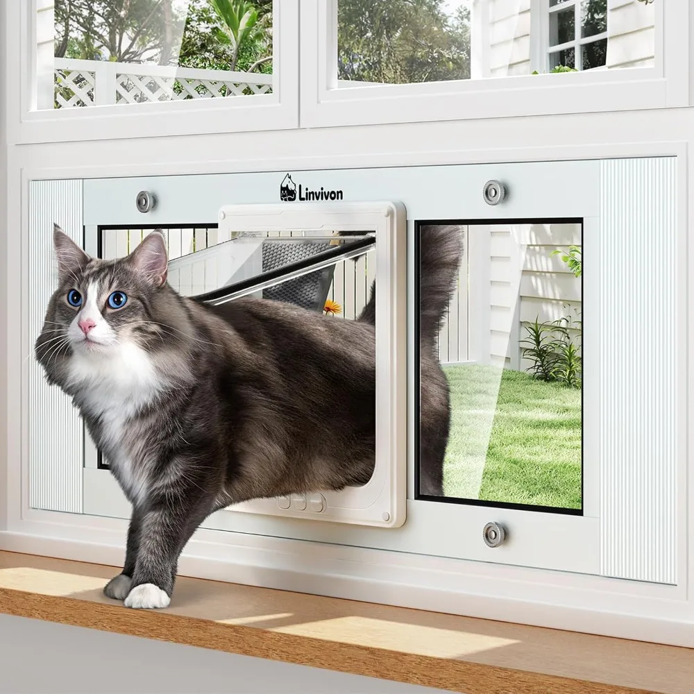Cat Door for Window, Quick Installation Adjustable Width of 27"-32", Cat Window Door with 4 Locking Modes
Cat Door for Window, Quick Installation Adjustable Width of 27"-32", Cat Window Door with 4 Locking Modes
