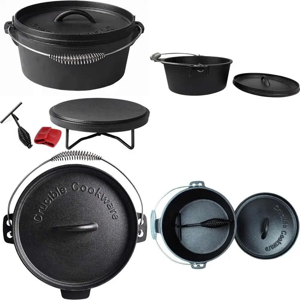 Чугунная походная голландская духовка на 4,1 литра с подъемником для крышек, подставкой для крышек, силиконовыми держателями для ручек - предварительно приправленная для приготовления пищи, незаменимая для выхода
Чугунная походная голландская духовка на 4,1 литра с подъемником для крышек, подставкой для крышек, силиконовыми держателями для ручек - предварительно приправленная для приготовления пищи, незаменимая для выхода