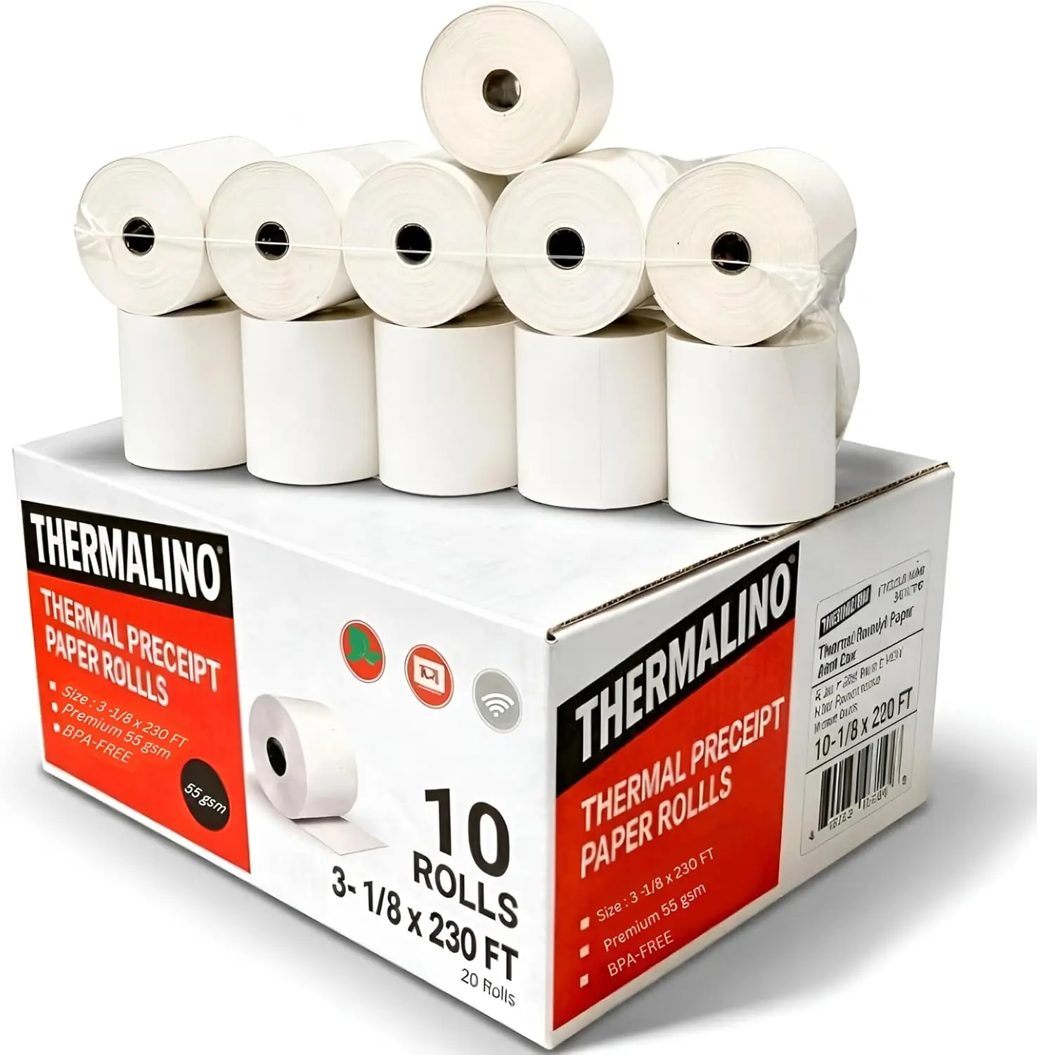 10 Rolls BPA-Free Thermal Paper, 80mm x 230ft for POS Systems and Cash Registers
10 Rolls BPA-Free Thermal Paper, 80mm x 230ft for POS Systems and Cash Registers