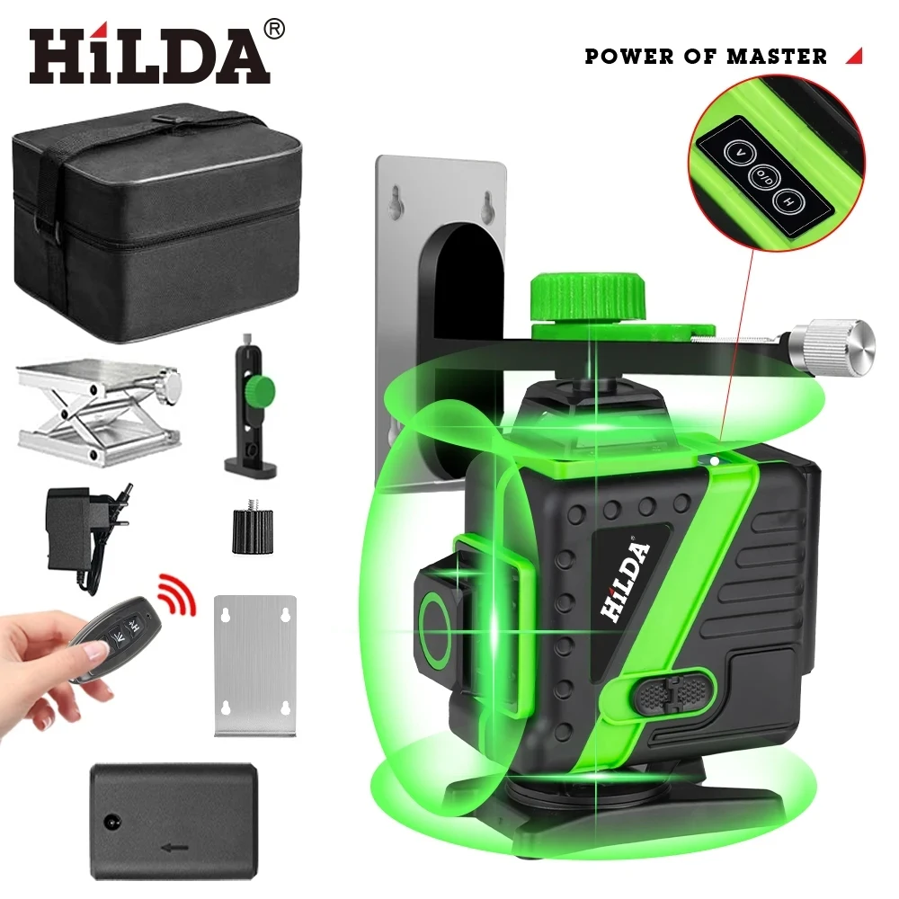 HILDA 3D/4D 12/16 Lines Laser Level Level Self-Leveling 360 Horizontal And Vertical Cross Super Powerful Green Laser Level
HILDA 3D/4D 12/16 Lines Laser Level Level Self-Leveling 360 Horizontal And Vertical Cross Super Powerful Green Laser Level