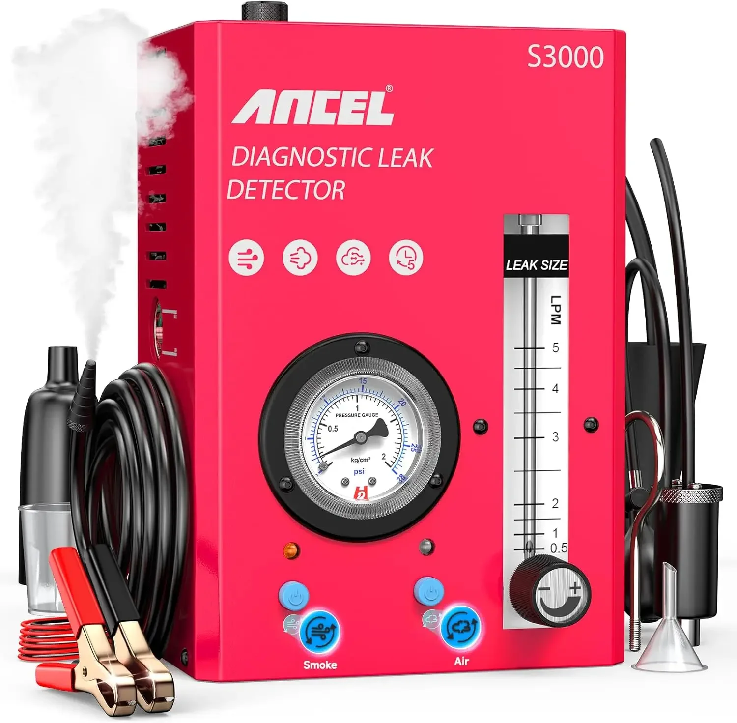 ANCEL S3000-US Smoke Machine Automotive Leak Detector with Built-in Air Compressor, Smoke Tester Automotive for EVAP, Vacuum, Fu
ANCEL S3000-US Smoke Machine Automotive Leak Detector with Built-in Air Compressor, Smoke Tester Automotive for EVAP, Vacuum, Fu