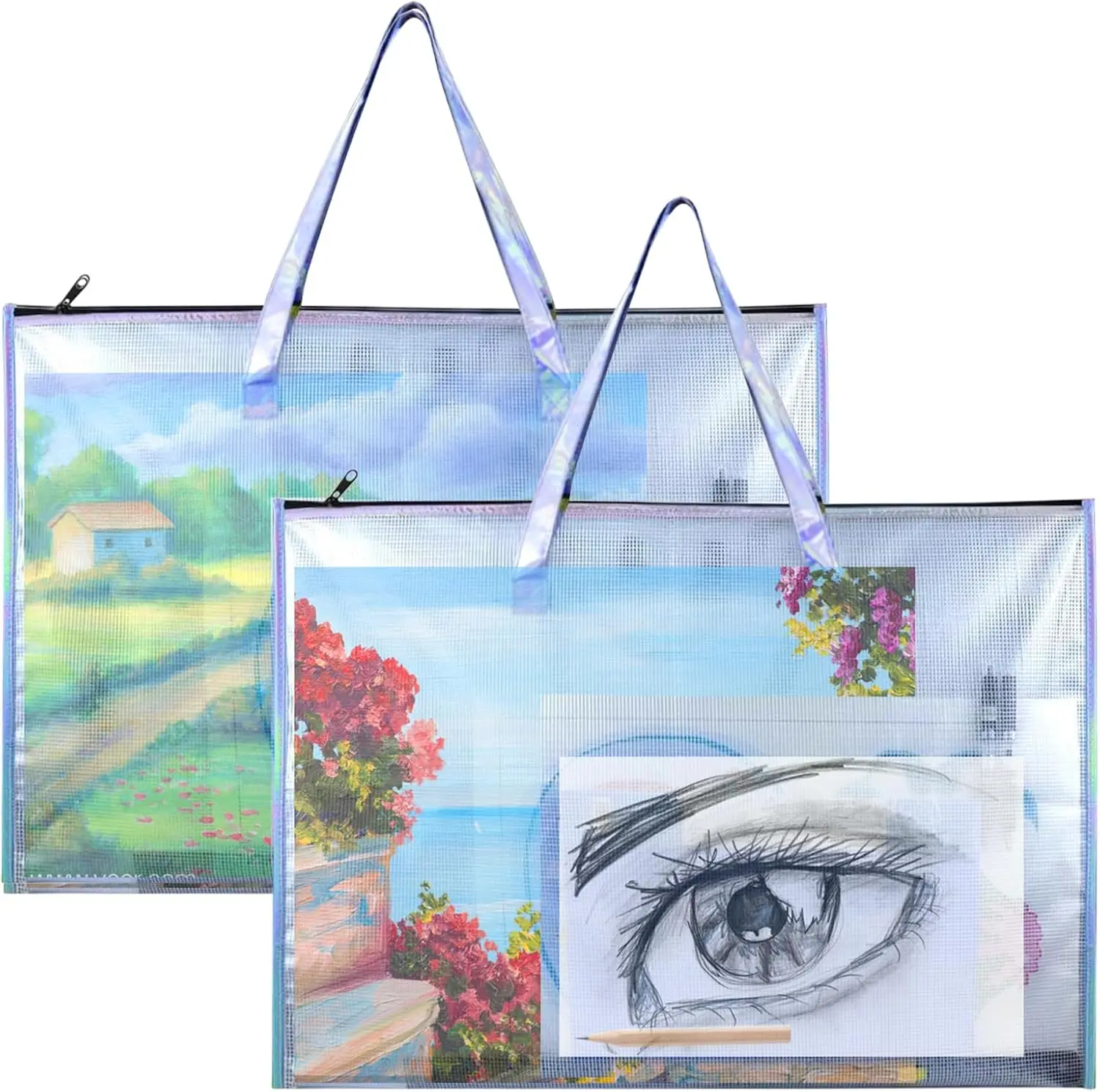 2-Pack 19"x25" Clear Waterproof Art Portfolio Bag with Handle & Zipper - Heavy Duty PVC Poster Storage for Teachers, Artists
2-Pack 19"x25" Clear Waterproof Art Portfolio Bag with Handle & Zipper - Heavy Duty PVC Poster Storage for Teachers, Artists