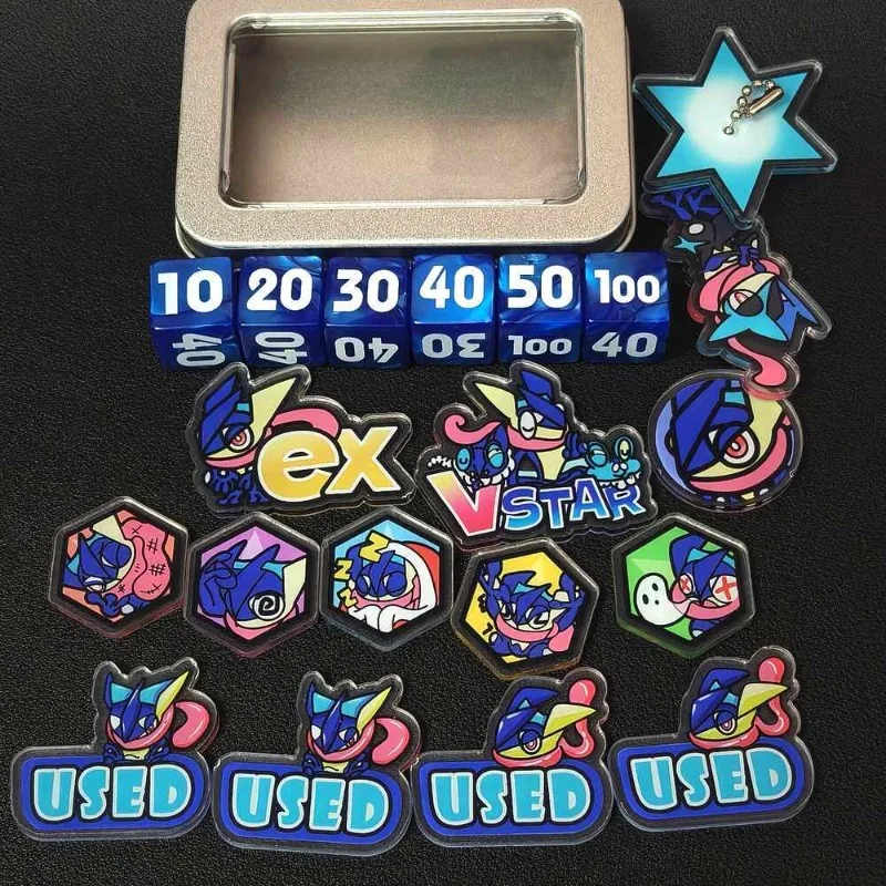 PTCG Greninja Themed Acrylic Token Damage Indicator Storage Box Set Dice Counter Vstar Ex Used Status Board Game Accessories Toy
PTCG Greninja Themed Acrylic Token Damage Indicator Storage Box Set Dice Counter Vstar Ex Used Status Board Game Accessories Toy
