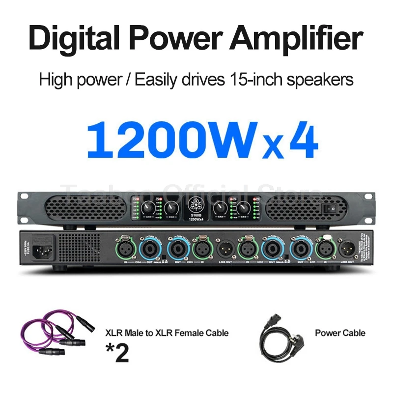Professional Digital Power Amplifier 2/4 Channel 1200W High Power Class D Amp Ultra Slim Body For Stage Home Theater Karaoke
Professional Digital Power Amplifier 2/4 Channel 1200W High Power Class D Amp Ultra Slim Body For Stage Home Theater Karaoke