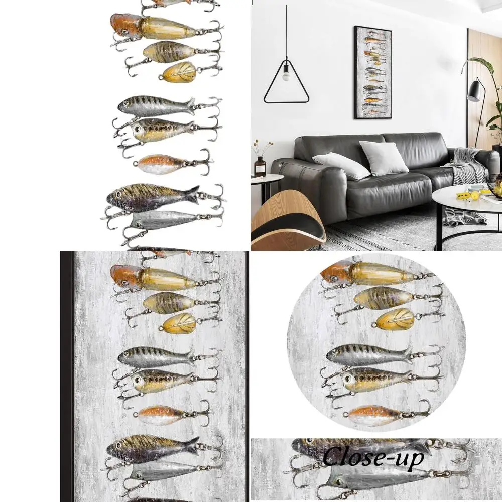 Вертикальный холст: рыболовные приманки со снастими, деревенский декор для кабины, 20x48
Вертикальный холст: рыболовные приманки со снастими, деревенский декор для кабины, 20x48