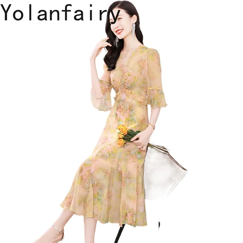 YOLANFAIRY легкое роскошное платье из 100% натурального шелка шелковицы, летнее длинное платье с цветочным принтом, женские платья с рукавами-бабочками
YOLANFAIRY легкое роскошное платье из 100% натурального шелка шелковицы, летнее длинное платье с цветочным принтом, женские платья с рукавами-бабочками