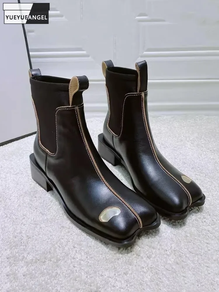 Ботинки Челси женские из натуральной кожи, без застежки, дизайнерская модная обувь, короткие сапоги на массивном каблуке, весна-осень
Ботинки Челси женские из натуральной кожи, без застежки, дизайнерская модная обувь, короткие сапоги на массивном каблуке, весна-осень