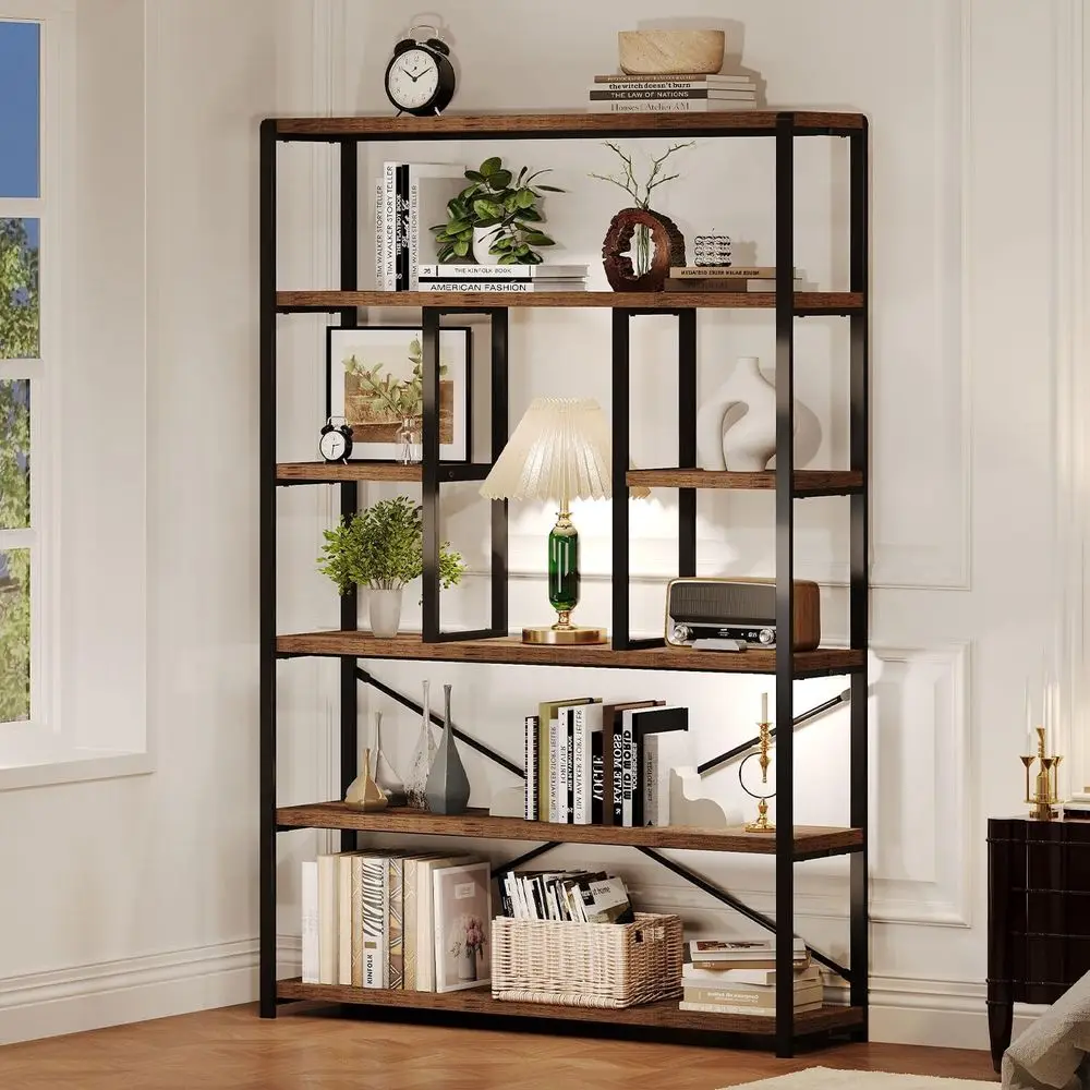 Rustic Bookcases and Book Shelves, Metal Wood 6 Tier Bookshel and Book Rack Storage, Industrial Veal Display Etagere
Rustic Bookcases and Book Shelves, Metal Wood 6 Tier Bookshel and Book Rack Storage, Industrial Veal Display Etagere