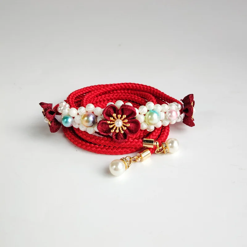 Traditional Japanese Obi-jime – Handcrafted Waist Belt Rope with Flower and Pearl for Kimono & Yukata, Decorative Cord
Traditional Japanese Obi-jime – Handcrafted Waist Belt Rope with Flower and Pearl for Kimono & Yukata, Decorative Cord
