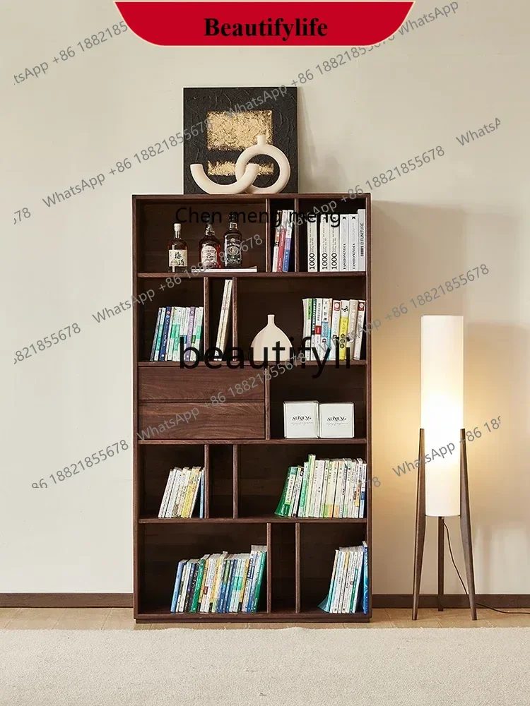 D178 North American black walnut solid wood bookcase floor free combination bookshelf home display case
D178 North American black walnut solid wood bookcase floor free combination bookshelf home display case