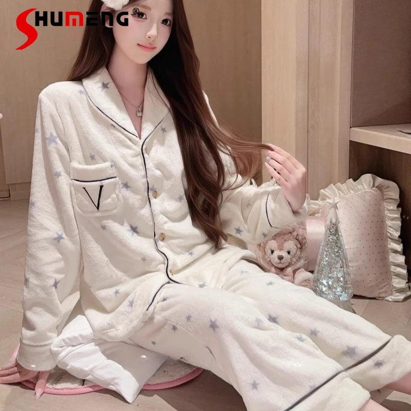 Autumn Winter Thickened Pajamas Women's Japanese Style New High End Elegant Homewear Female Underwear Sleepwear Set
Autumn Winter Thickened Pajamas Women's Japanese Style New High End Elegant Homewear Female Underwear Sleepwear Set