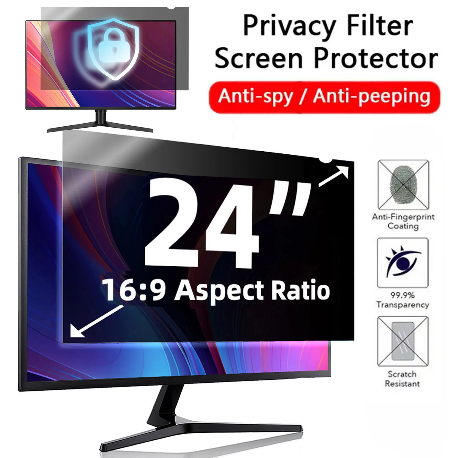 24 Inch For Computer Privacy Screen Filter 16:9 Widescreen Removable PC 24"Desktops Monitor Anti-spy-peep Scratch Protector Film
24 Inch For Computer Privacy Screen Filter 16:9 Widescreen Removable PC 24"Desktops Monitor Anti-spy-peep Scratch Protector Film