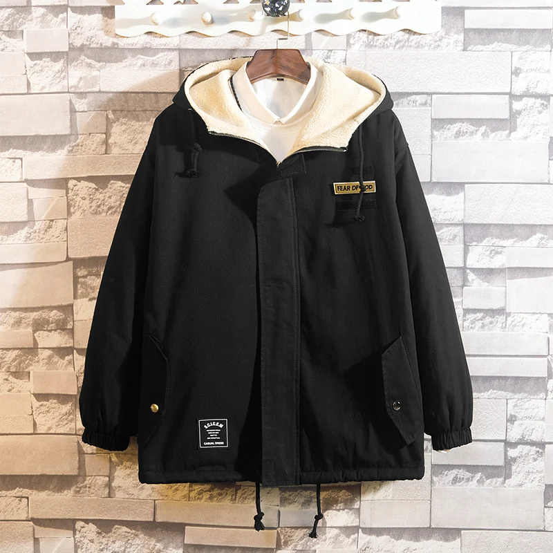 Мужская зимняя хлопковая куртка с капюшоном на меху из овчины, утепленная, теплая рабочая одежда, модная молодежная повседневная куртка на молнии, однотонная
Мужская зимняя хлопковая куртка с капюшоном на меху из овчины, утепленная, теплая рабочая одежда, модная молодежная повседневная куртка на молнии, однотонная