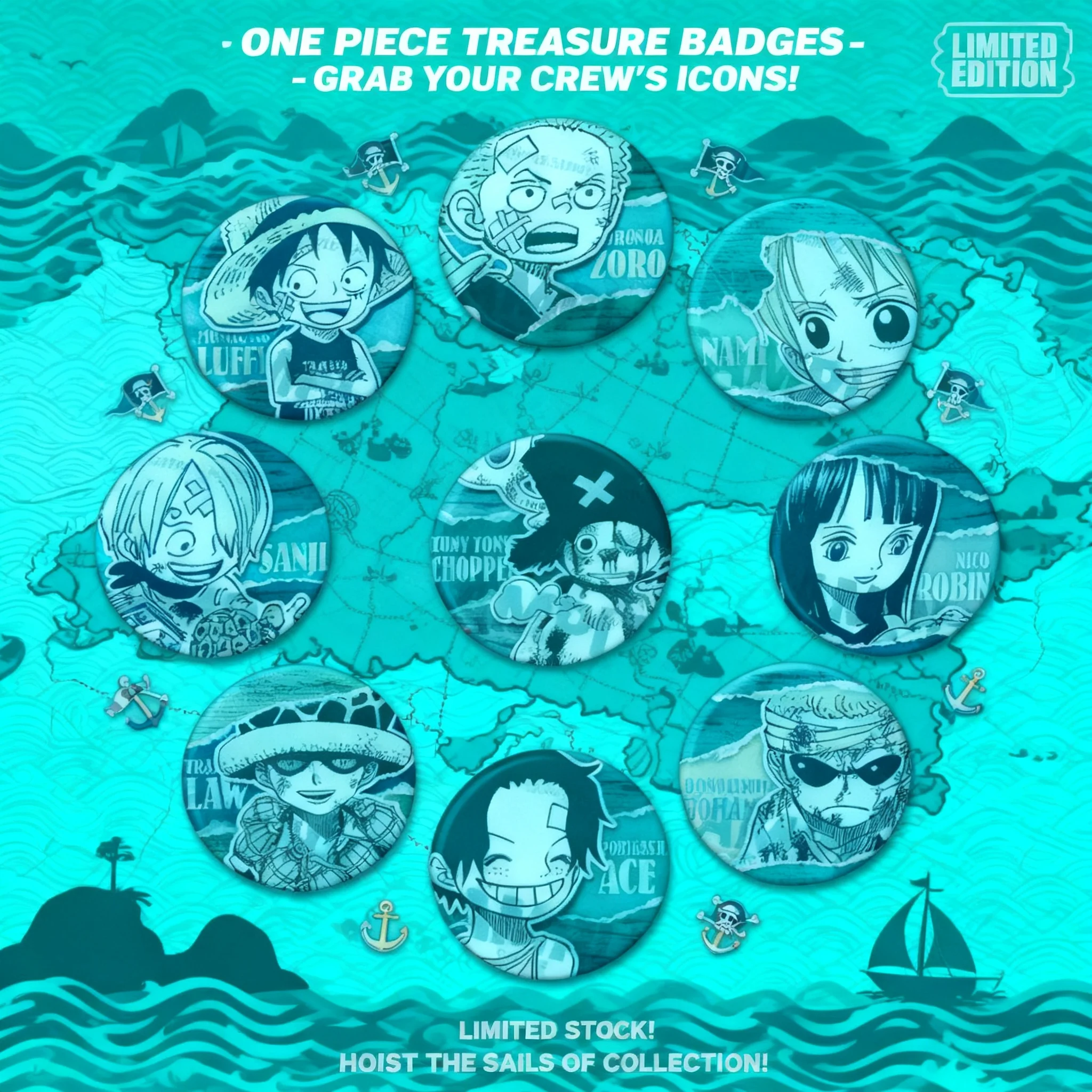 One Piece Badge Pin Luffy Ace Law Brooch Pendant Shiny Film Medal Anime Childhood Merchandise Otaku Collection Accessories
One Piece Badge Pin Luffy Ace Law Brooch Pendant Shiny Film Medal Anime Childhood Merchandise Otaku Collection Accessories