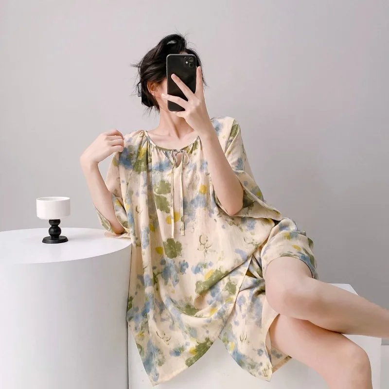 Foreign Style Spring Fall Suits Can Be Worn Outside New Chinese Style Cotton and Silk Pajamas Women's Summer Thin Loungewear
Foreign Style Spring Fall Suits Can Be Worn Outside New Chinese Style Cotton and Silk Pajamas Women's Summer Thin Loungewear