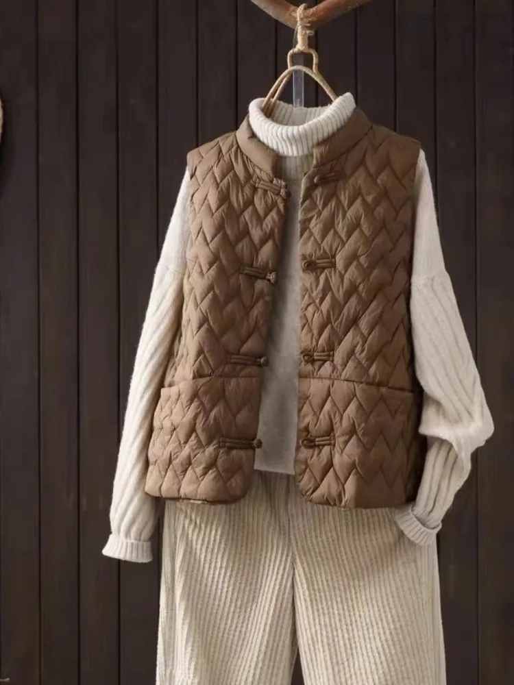 Chinese Sle Vintage Button up Cotton down Vest Women's Lightweight Winter Layering Tank Top Slimming Warm Cotton Jaet
Chinese Sle Vintage Button up Cotton down Vest Women's Lightweight Winter Layering Tank Top Slimming Warm Cotton Jaet