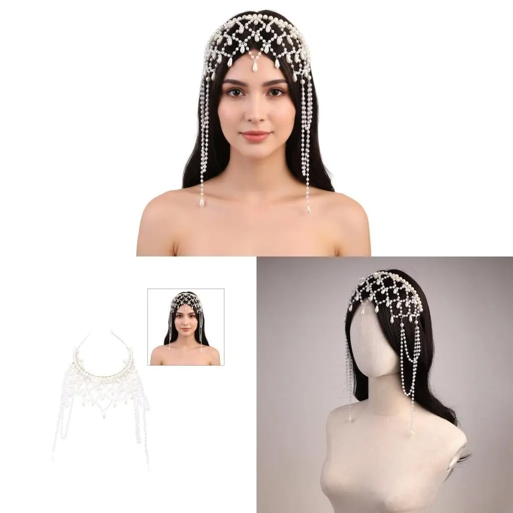 Sparkling Pearls Headbands Headpiece Hair Chain Tiaras for Pageants Proms Hair Jewelry with Elegant Fringe
Sparkling Pearls Headbands Headpiece Hair Chain Tiaras for Pageants Proms Hair Jewelry with Elegant Fringe