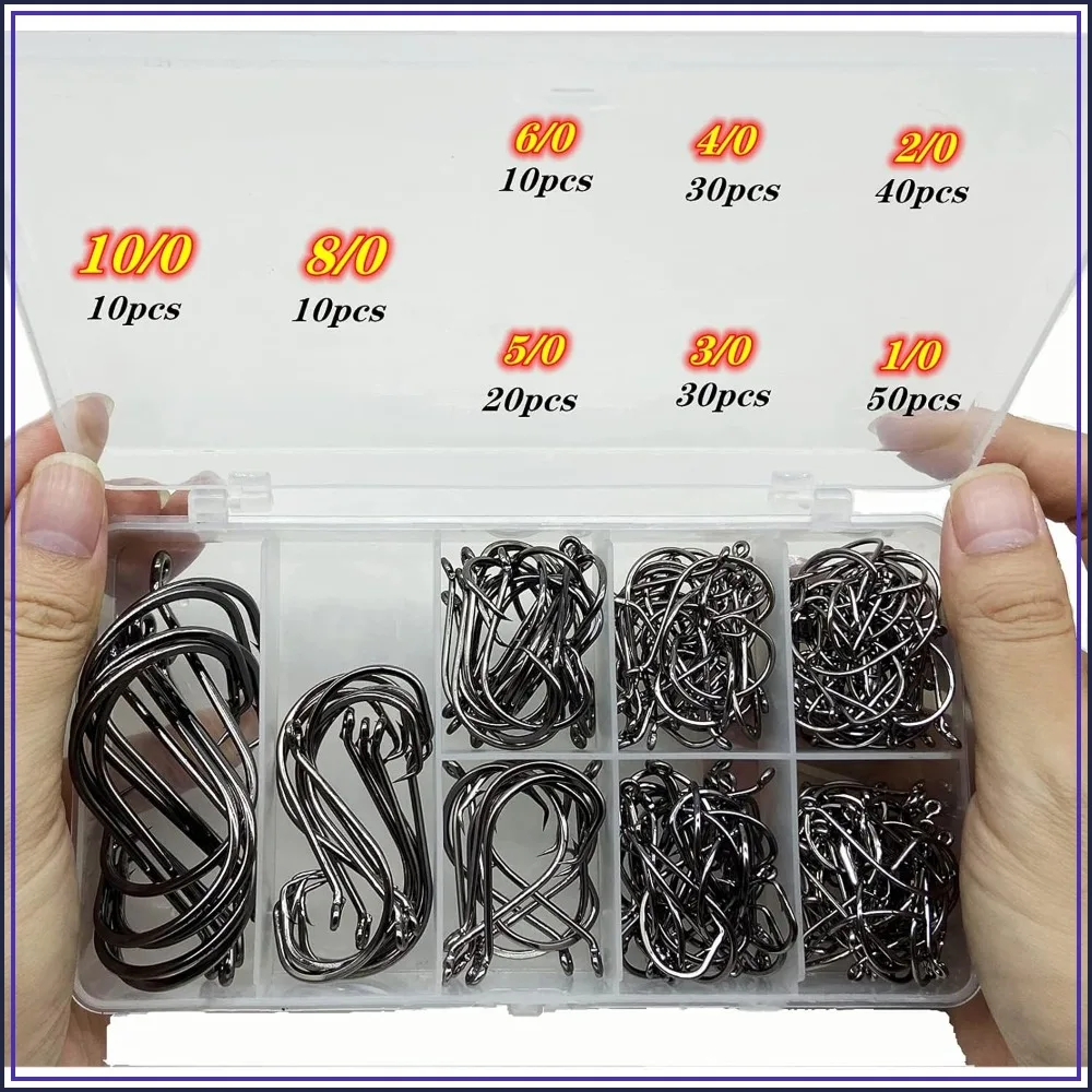 200Pcs/Box Strong Octopus Fishing Hooks, Forged Steel, Barbed, Off-Set Point, Closed Eye, Sizes 10/0 to 1/0 Mixed
200Pcs/Box Strong Octopus Fishing Hooks, Forged Steel, Barbed, Off-Set Point, Closed Eye, Sizes 10/0 to 1/0 Mixed